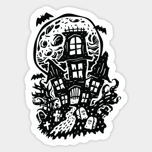 Spooky Wicked Halloween Haunted House Full Moon Sticker by edwardecho